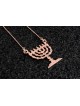 שרשרת חנוכיות שבעת סניפים מזהב לבן, מתנות חתונה יהודיות, ישרא